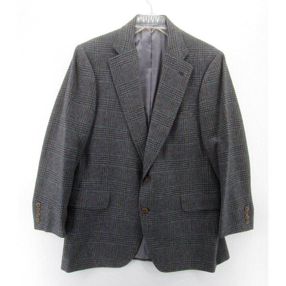 VINTAGE Allen Edmonds Sport Coat 42 Windowpane Tweed Hand Tailored